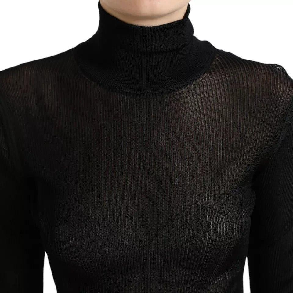 Dolce & Gabbana Black Viscose Turtle Neck Pullover Sweater Dolce & Gabbana