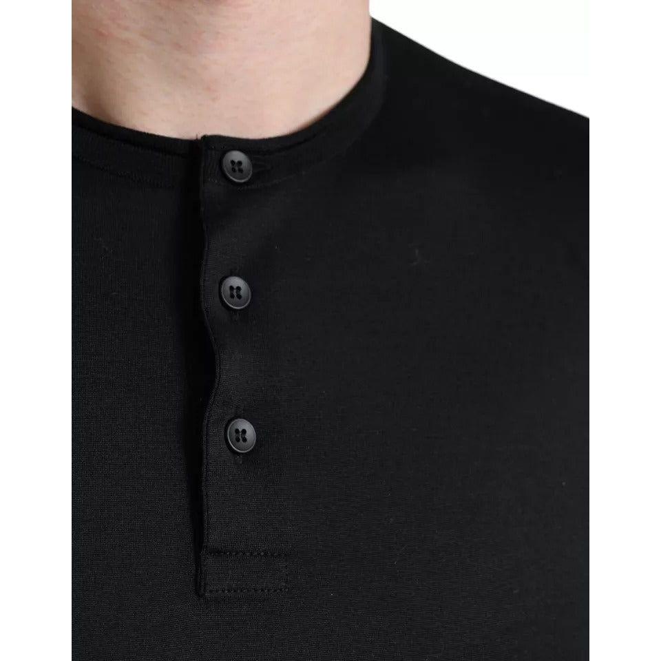 Dolce & Gabbana Black Buttoned Roundneck Short Sleeve T-shirt Dolce & Gabbana