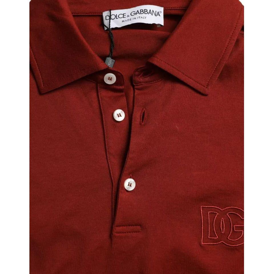 Dolce & Gabbana Red Logo Collared Short Sleeve Men T-shirt Dolce & Gabbana