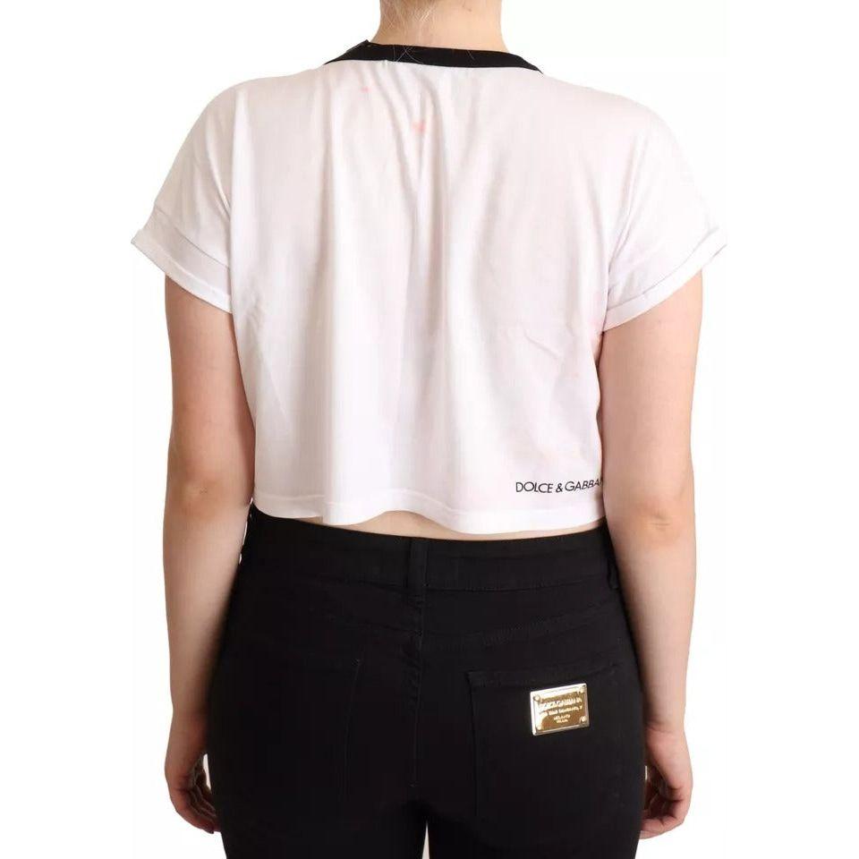 Dolce & Gabbana White Forgot Print Short Sleeves Crop T-shirt Dolce & Gabbana