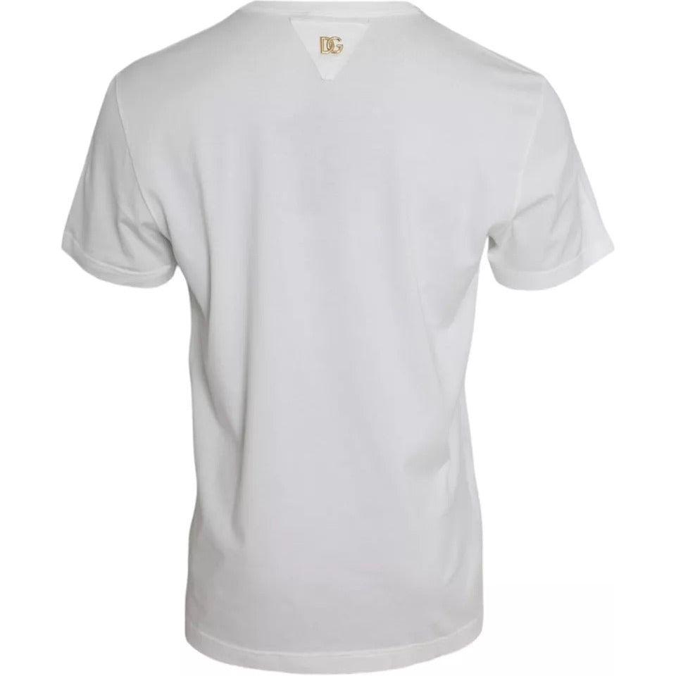 Dolce & Gabbana White Logo Floral Cotton Crew Neck T-shirt Dolce & Gabbana