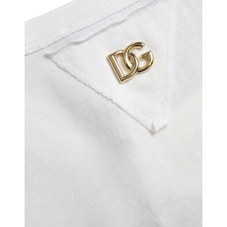 Dolce & Gabbana White Logo Floral Cotton Crew Neck T-shirt Dolce & Gabbana