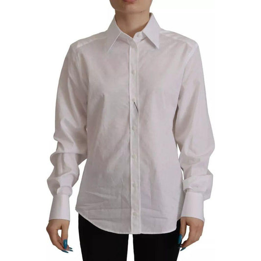 Dolce & Gabbana White Cotton Collared Formal Dress Shirt Top Dolce & Gabbana