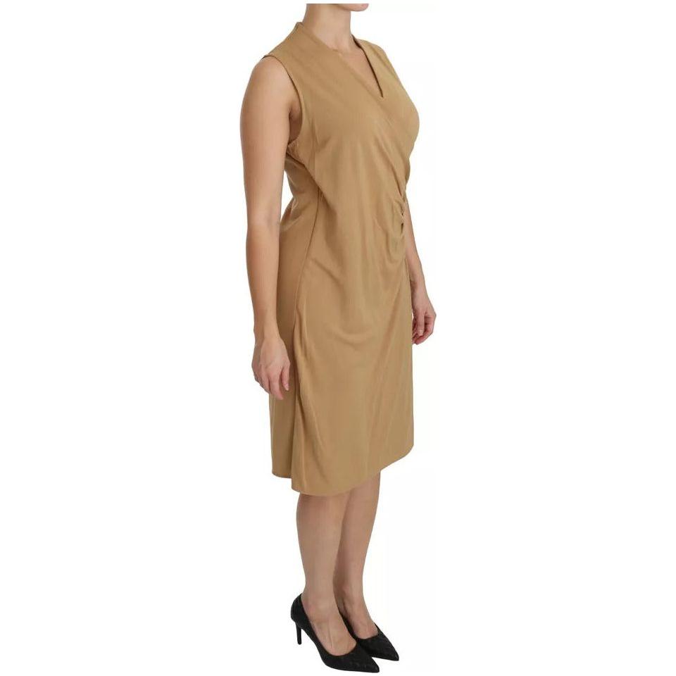 Ralph Lauren Brown V-neck Shift Knee Length Viscose Dress Ralph Lauren