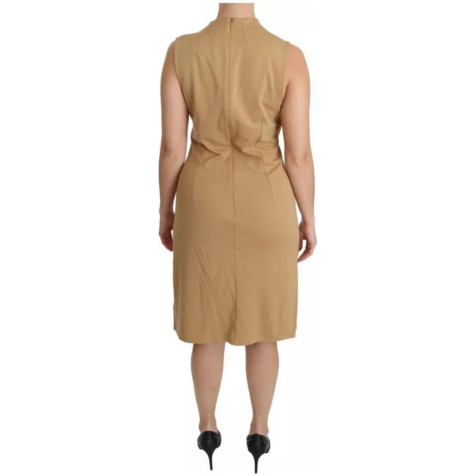 Ralph Lauren Brown V-neck Shift Knee Length Viscose Dress Ralph Lauren