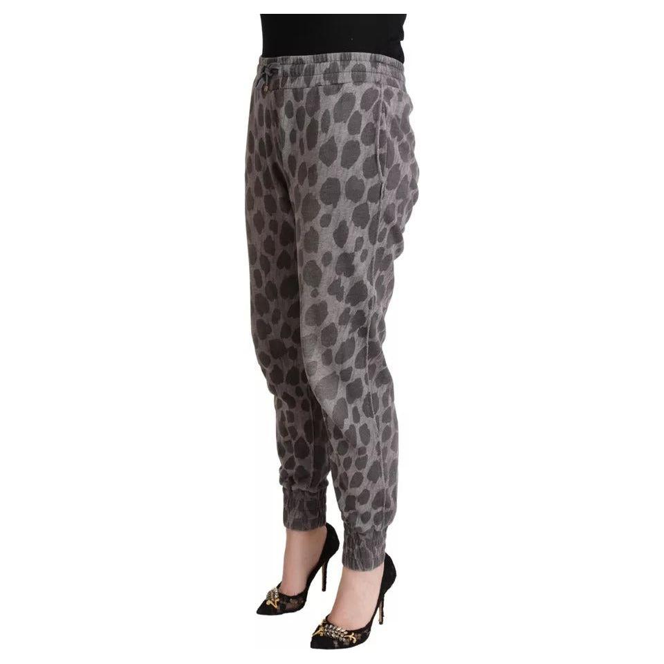 Dolce & Gabbana Gray Leopard Print Sweatpants Jogger Pants Dolce & Gabbana