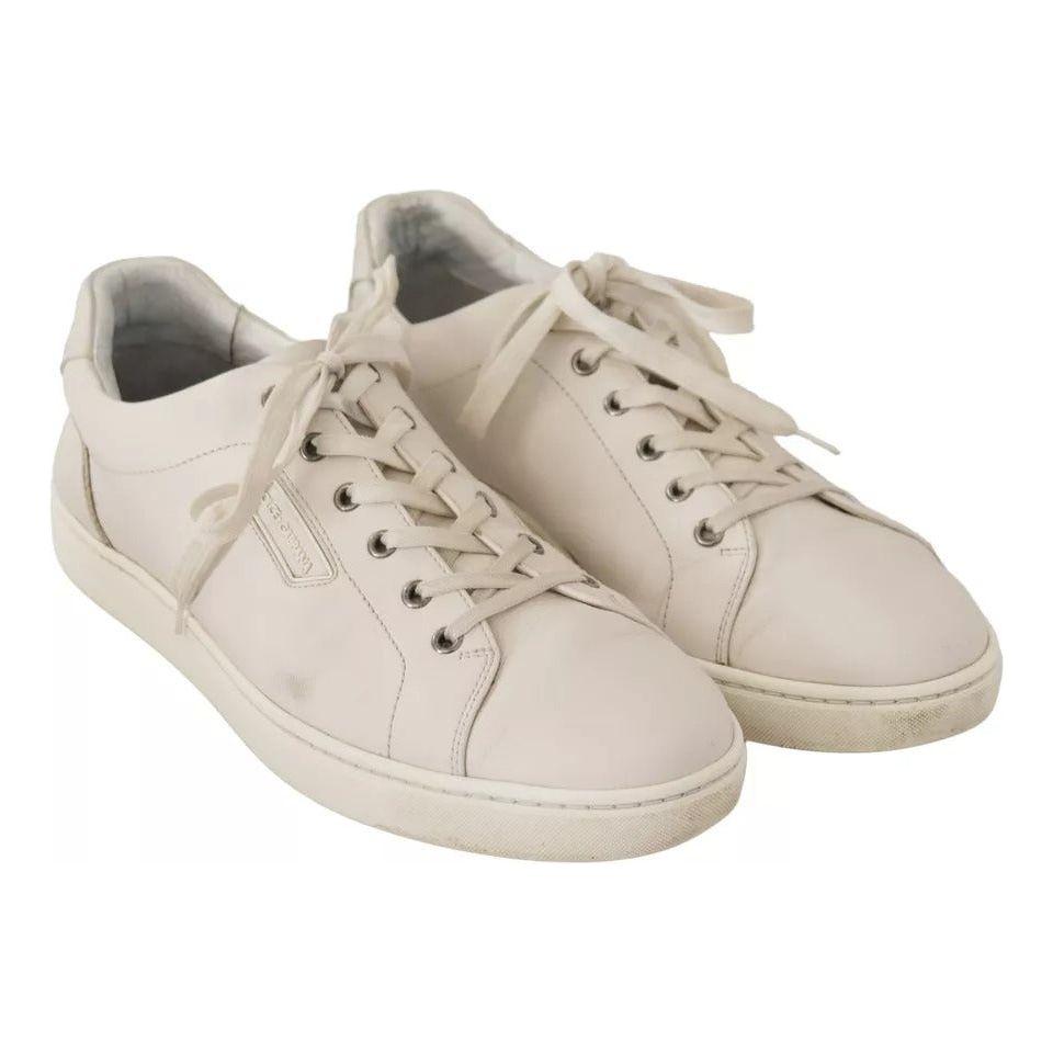 Dolce & Gabbana White Casual Leather Logo Men Sneakers Shoes Dolce & Gabbana