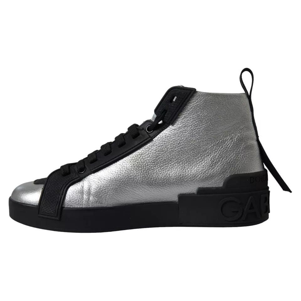 Dolce & Gabbana Black Silver Logo Mid Top Men Sneakers Shoes Dolce & Gabbana