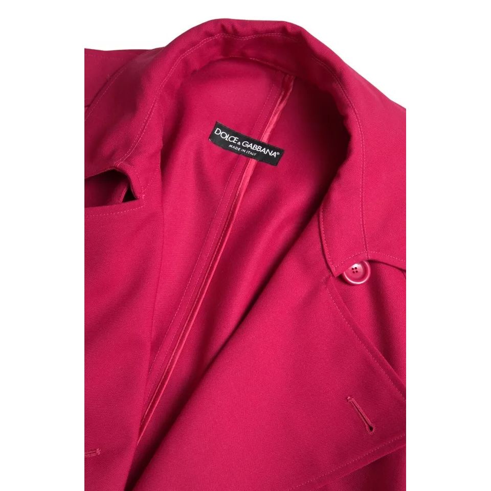 Dolce & Gabbana Dark Pink Double Breasted Trench Coat Jacket 1728,67345645728,Clothing,Dolce & Gabbana,Full-Length Jackets - Jackets & Coats - Clothing,IT40|S,Jackets & Coats - Clothing,Jackets & Coats - Women - Clothing,Material: 55% Polyester 45% Virgin