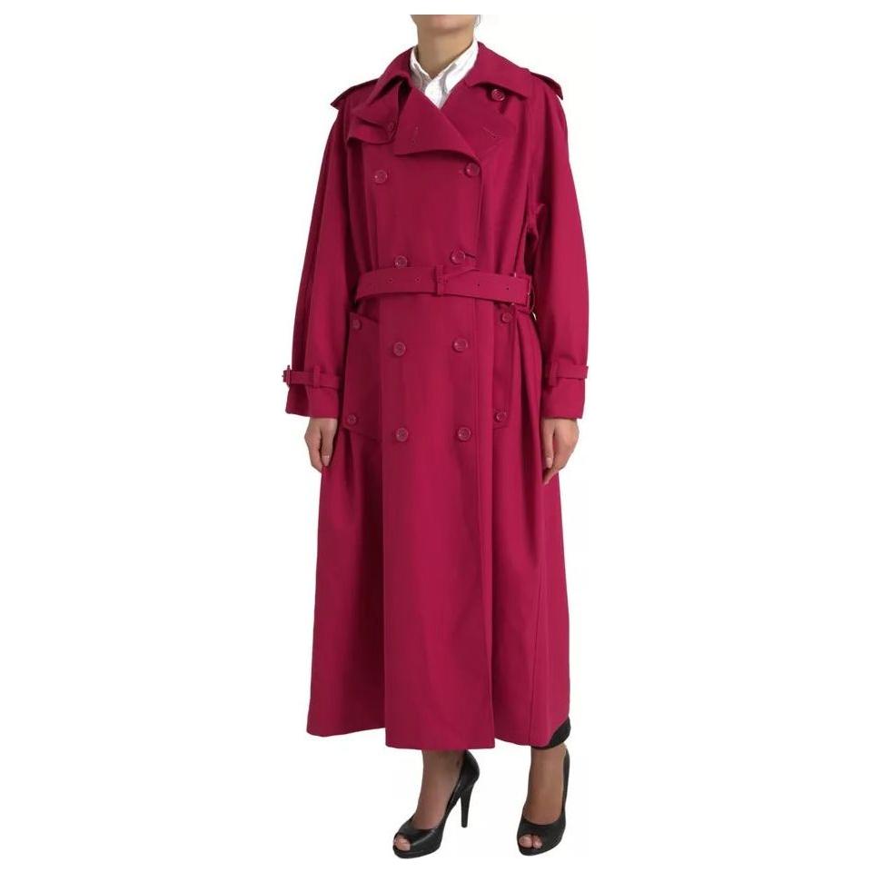 Dolce & Gabbana Dark Pink Double Breasted Trench Coat Jacket Dolce & Gabbana