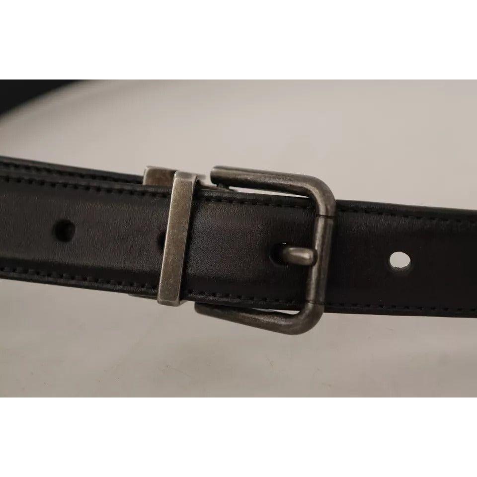 Dolce & Gabbana Black Calf Leather Vintage Logo Metal Buckle Belt Dolce & Gabbana