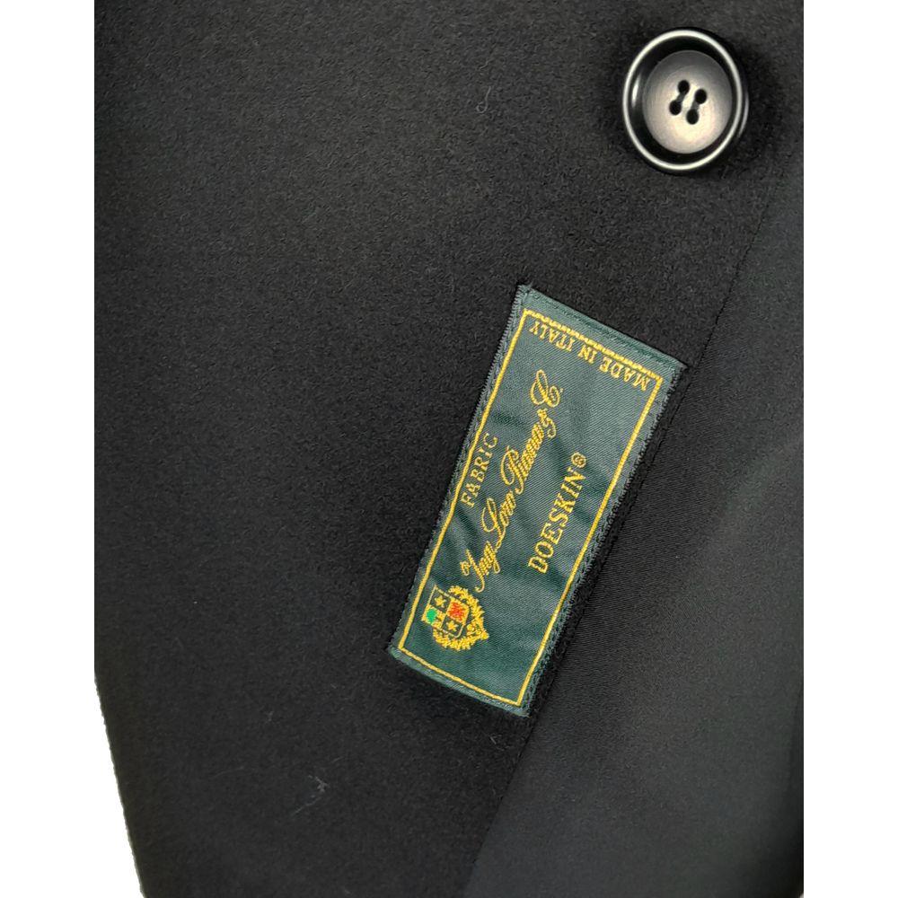 Made in Italy Black Wool Vergine Suits & Blazer Made in Italy