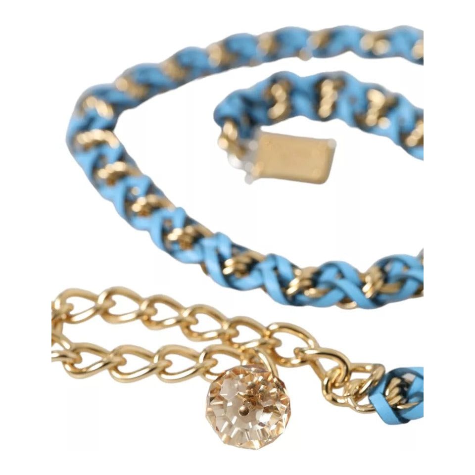 Dolce & Gabbana Blue Braided Gold Brass Chain Waist Belt Dolce & Gabbana