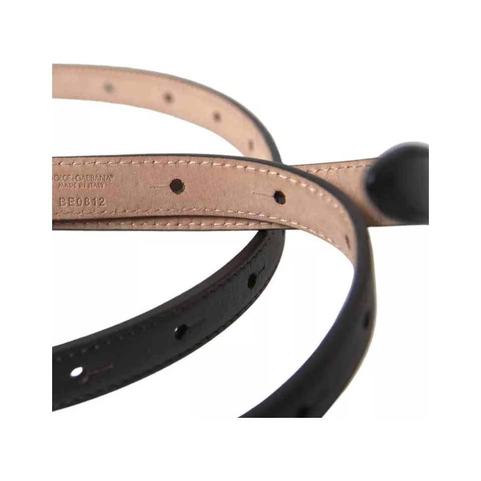 Dolce & Gabbana Dark Brown Leather Gold Metal Buckle Women Belt Dolce & Gabbana