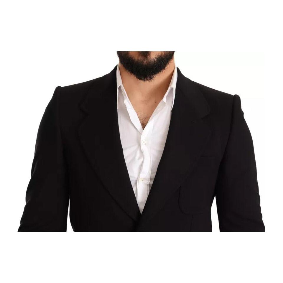 Dolce & Gabbana Black Wool Slim Fit Coat Jacket Blazer Dolce & Gabbana