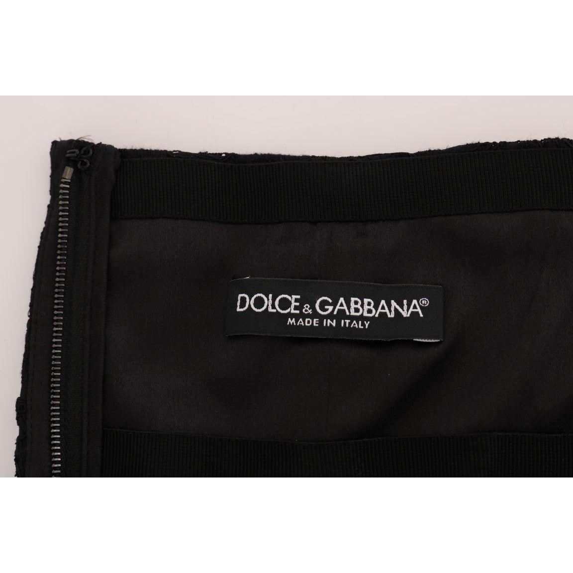 Dolce & Gabbana Black Floral Cutout Lace A-Line Skirt