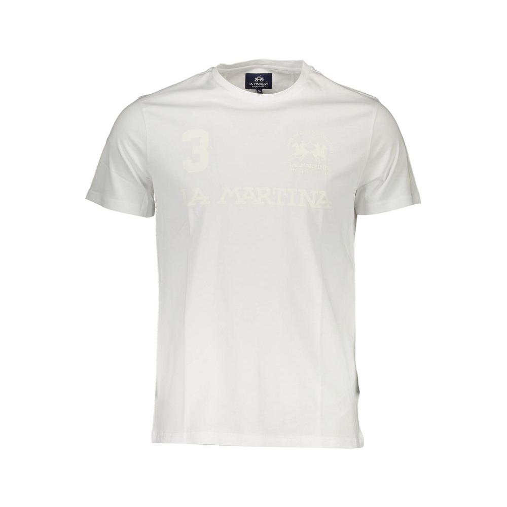 La Martina White Cotton Men T-Shirt La Martina