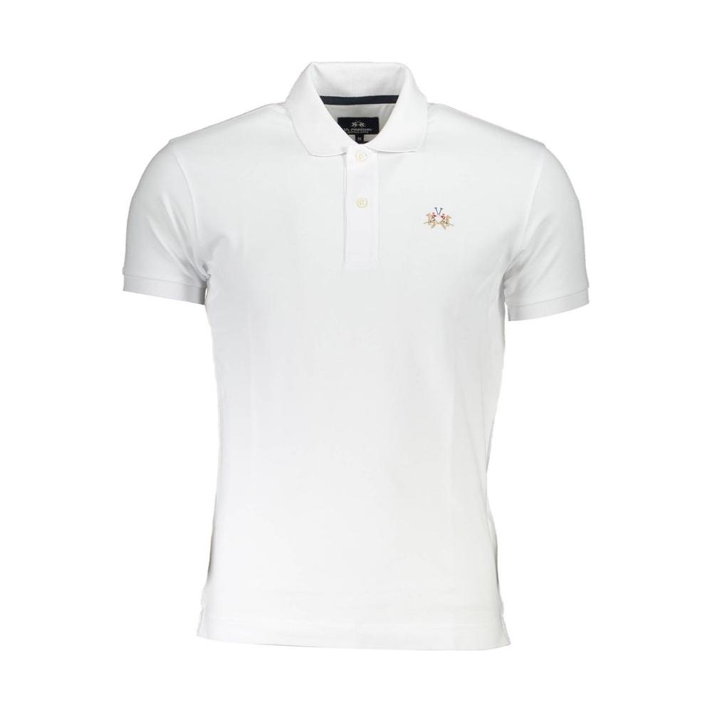 La Martina White Cotton Men Polo Shirt La Martina