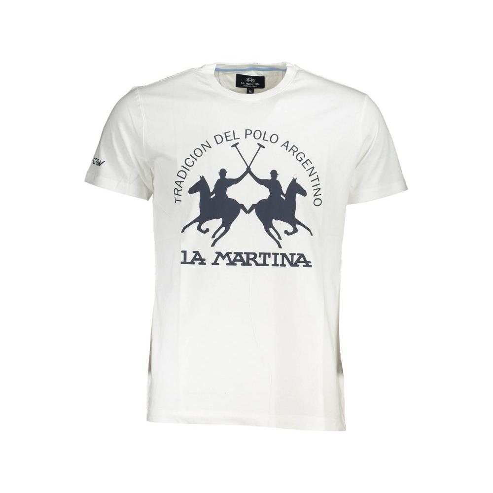 La Martina White Cotton Men T-Shirt La Martina