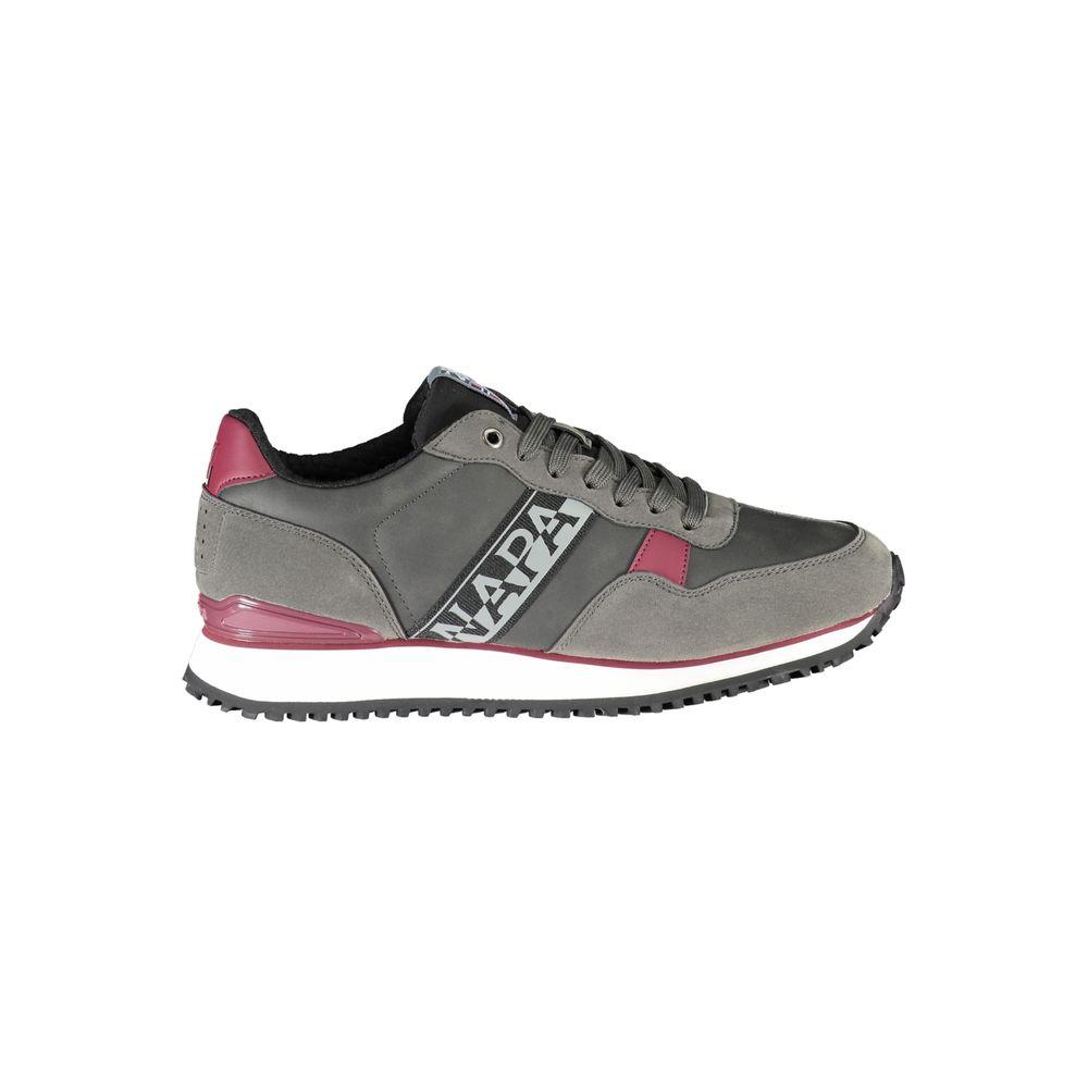 Napapijri Elegant Gray Lace-Up Sneakers with Contrast Accents Napapijri