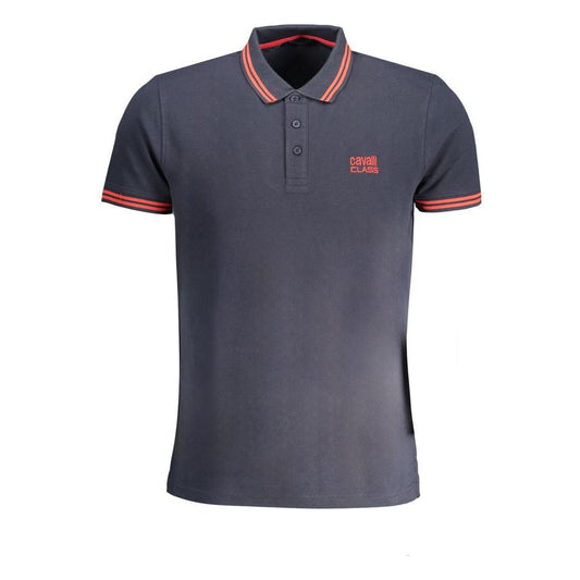 Cavalli Class Blue Cotton Polo Shirt