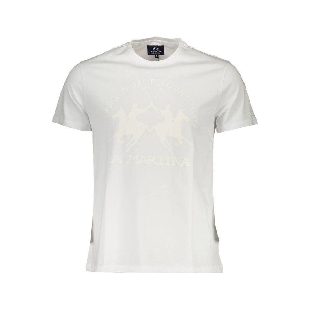 La Martina White Cotton Men T-Shirt La Martina