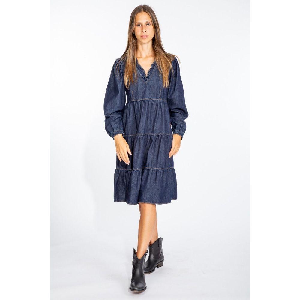 Love Moschino Elegant Dark Blue Denim Flare Dress Love Moschino