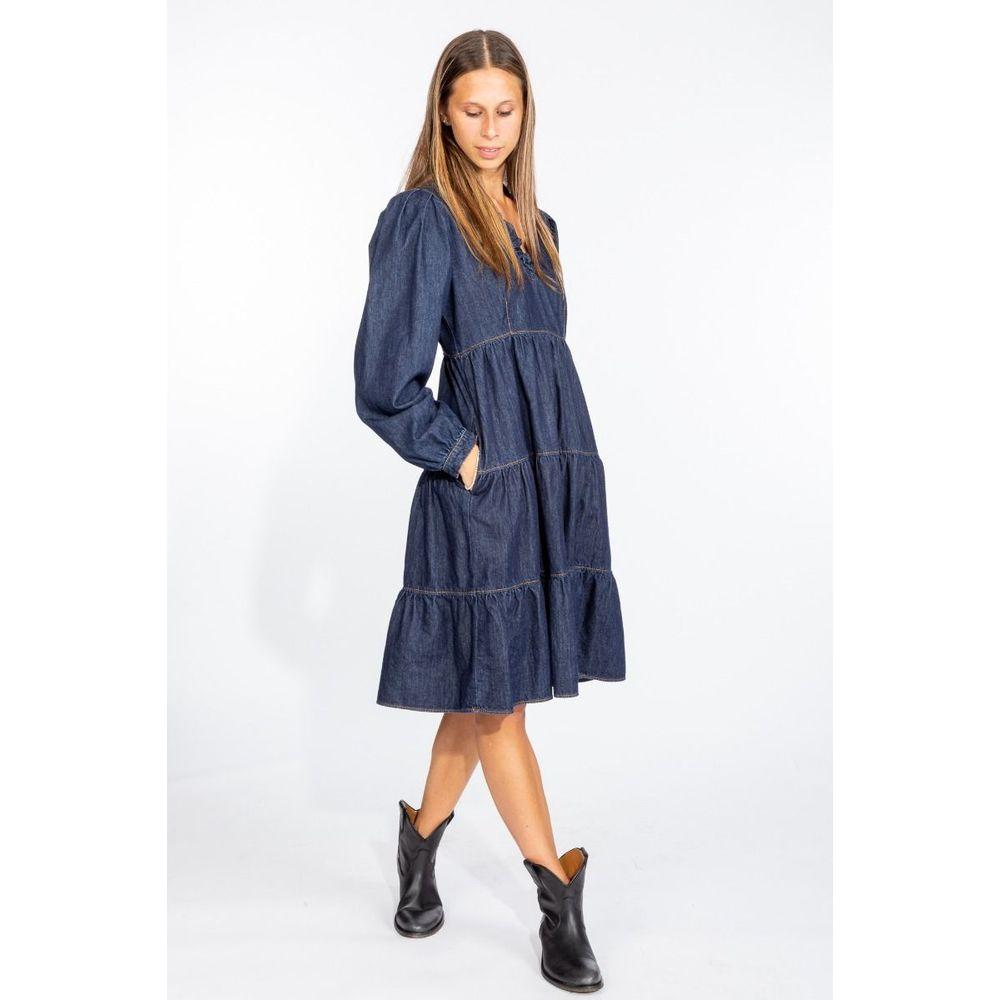 Love Moschino Elegant Dark Blue Denim Flare Dress Love Moschino