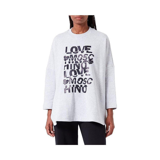 Love Moschino Gray Cotton Women's Oversized Sweatshirt Love Moschino