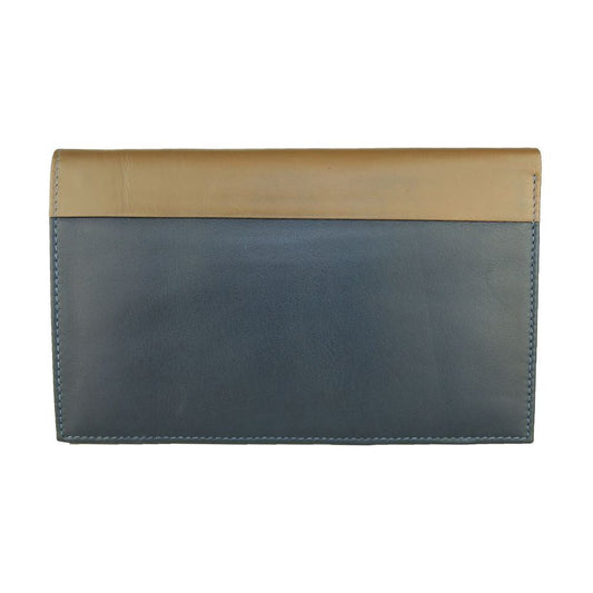 Cavalli Class Sleek Blue and Beige Leather Wallet MAN WALLETS Cavalli Class