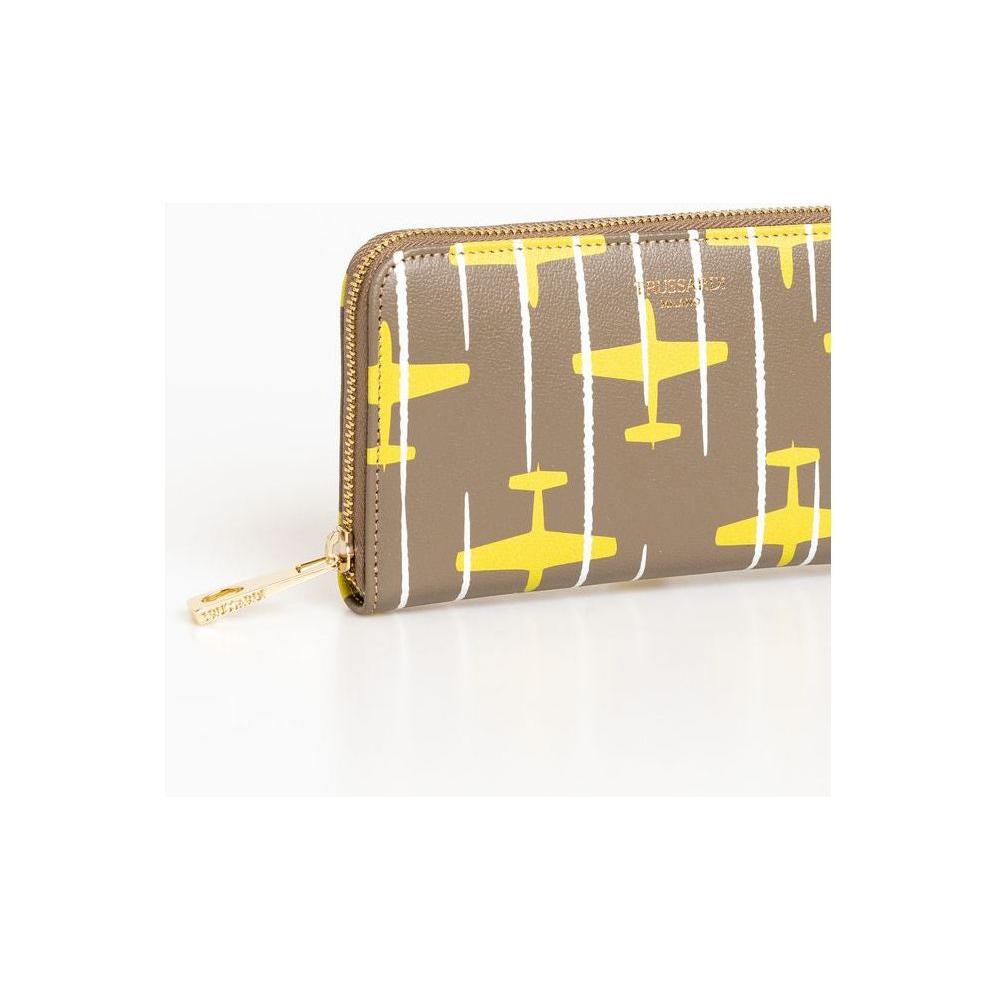Trussardi Beige Leather Women Wallet Wallet Trussardi White Smoke