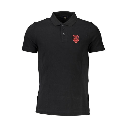 Cavalli Class Black Cotton Men Polo Shirt Cavalli Class