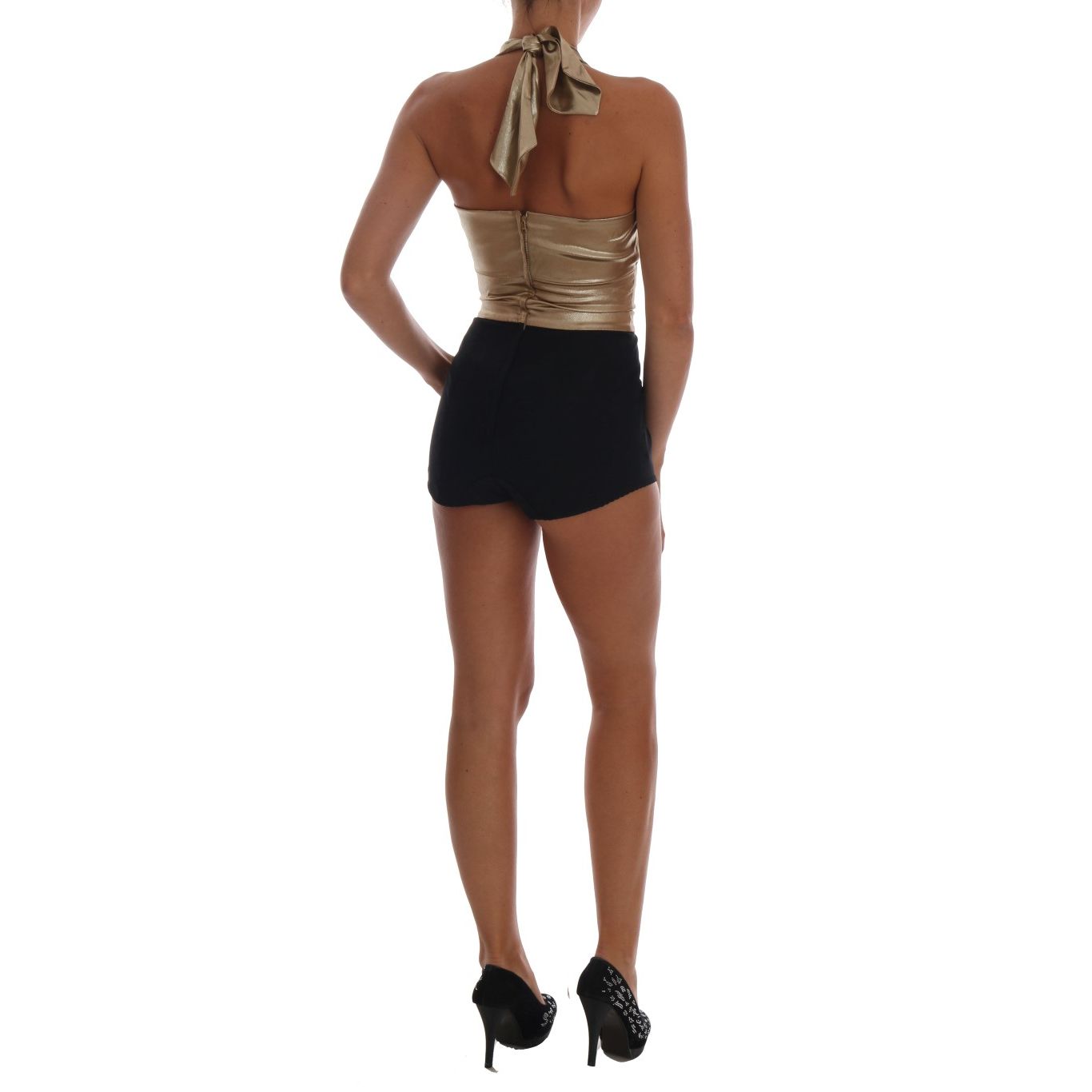Dolce & Gabbana Gold Silk Stretch Romper Body