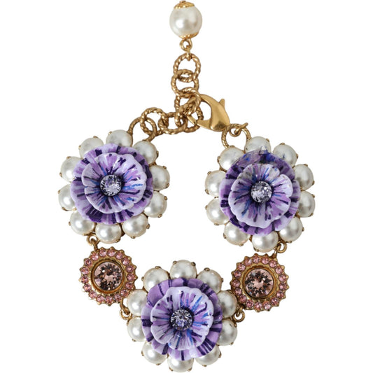 Dolce & Gabbana Gold FIORI BLOOMING Floral Baroque Crystals Bracelet Necklace Dolce & Gabbana