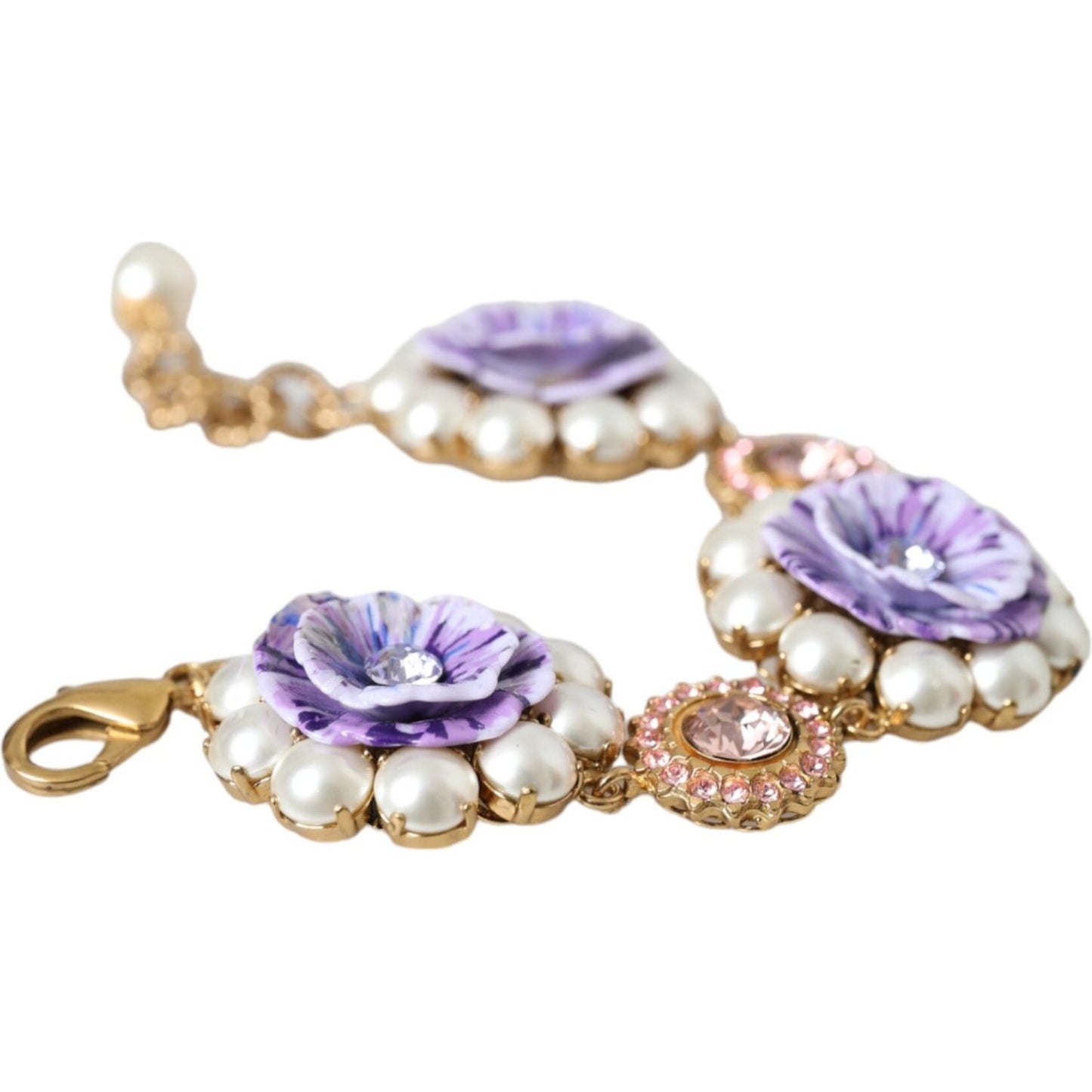 Dolce & Gabbana Gold FIORI BLOOMING Floral Baroque Crystals Bracelet Necklace Dolce & Gabbana