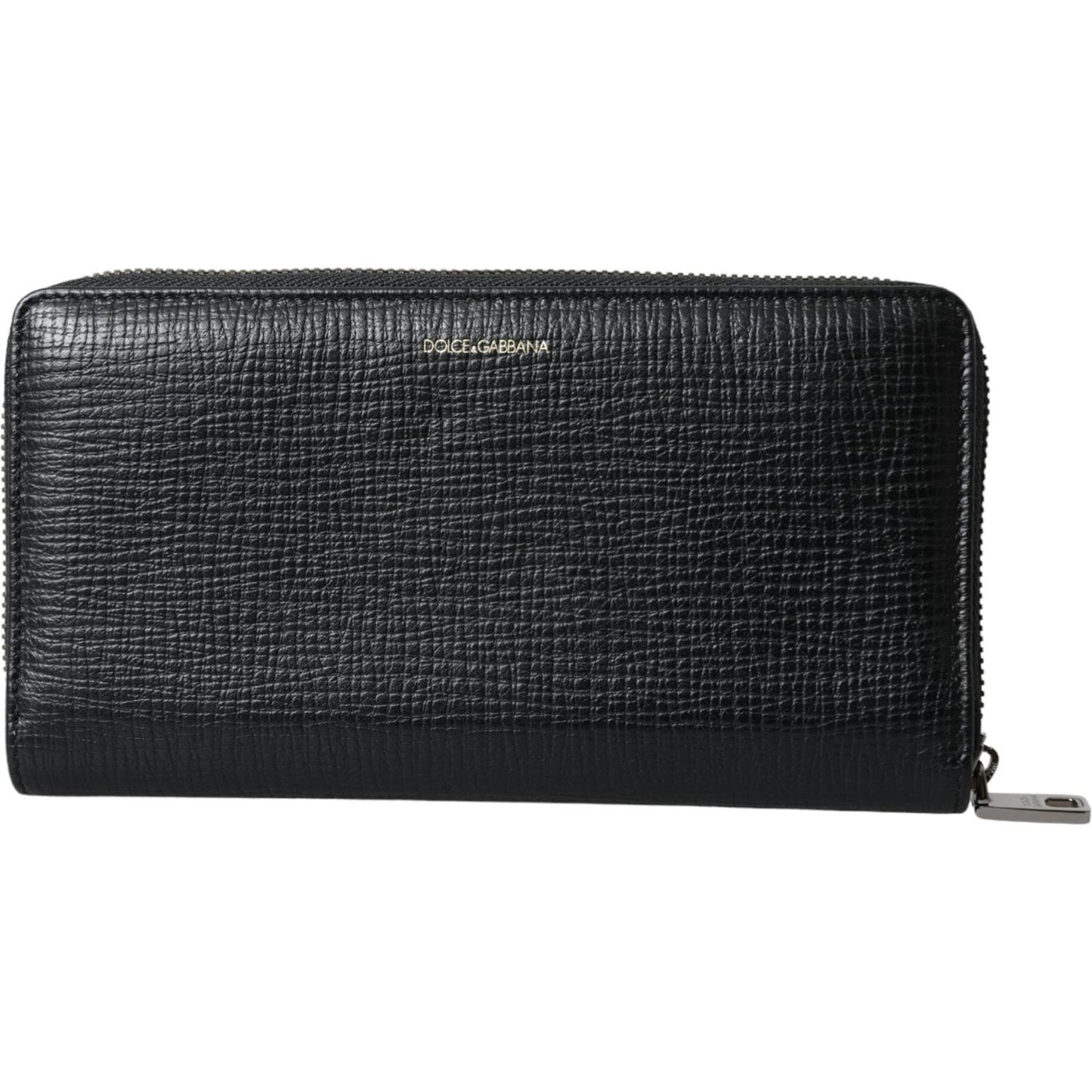 Dolce & Gabbana Black Leather Logo Patch Zip Around Continental Wallet Dolce & Gabbana