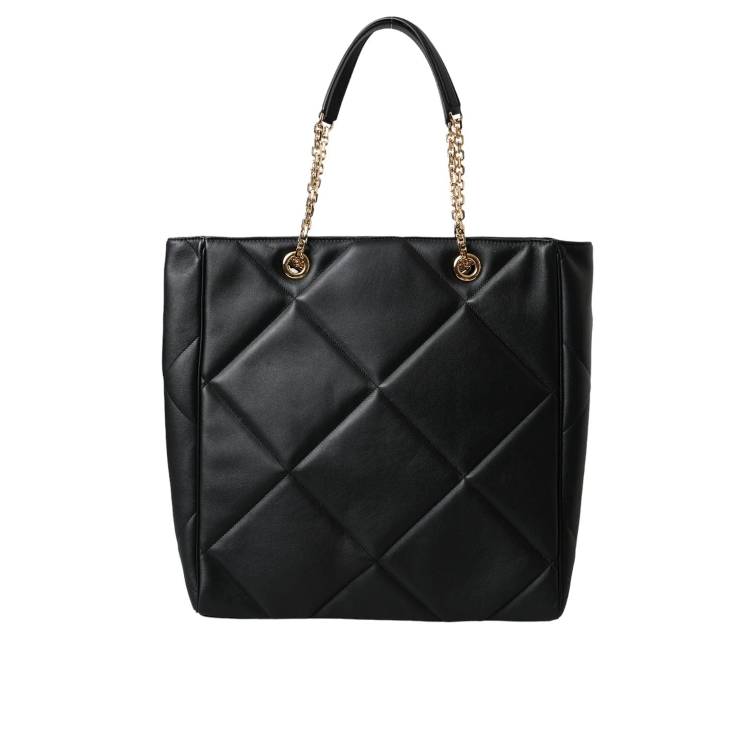 Dolce & Gabbana Black Leather JUNGLE Quilted Shopping Tote Bag