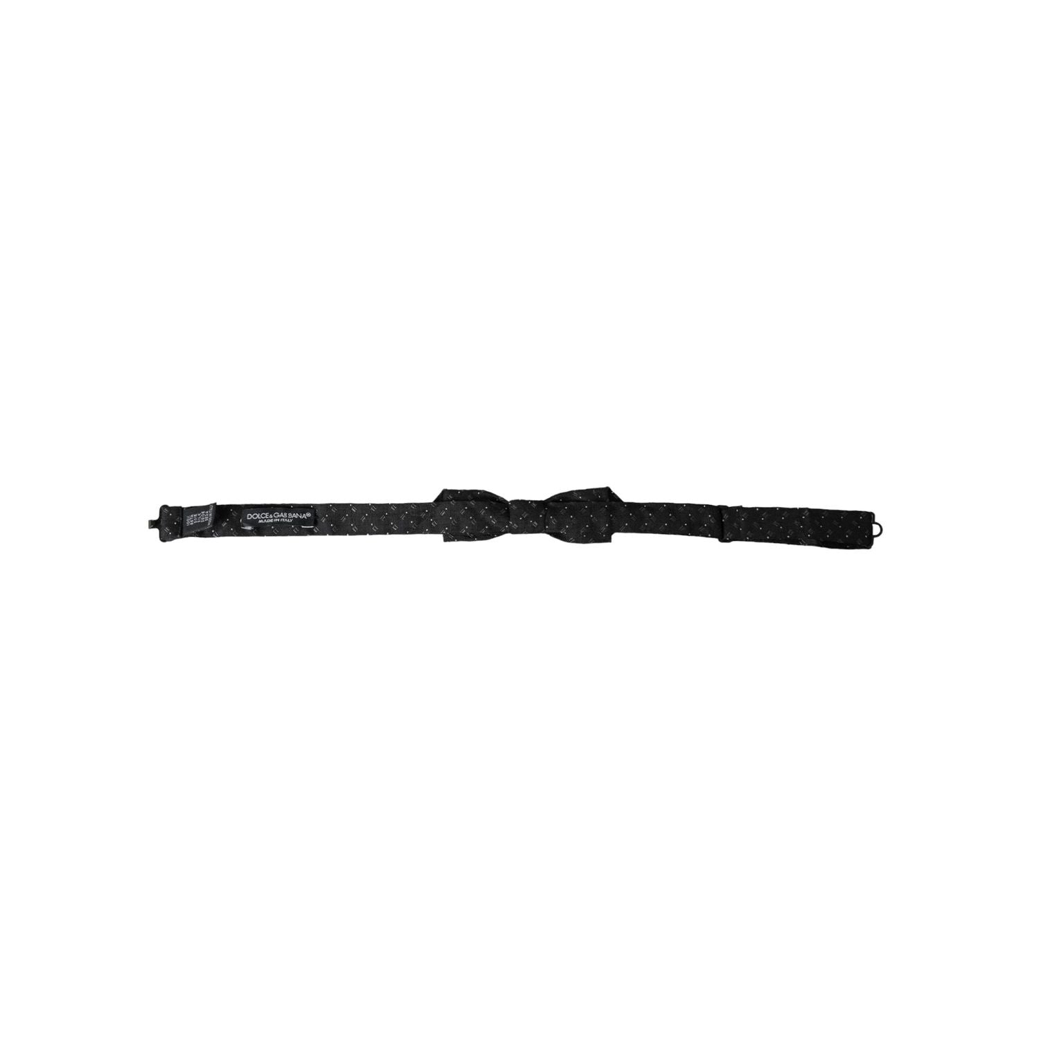 Dolce & Gabbana Black Silk Patterned Adjustable Neck Men Papillon Bow Tie