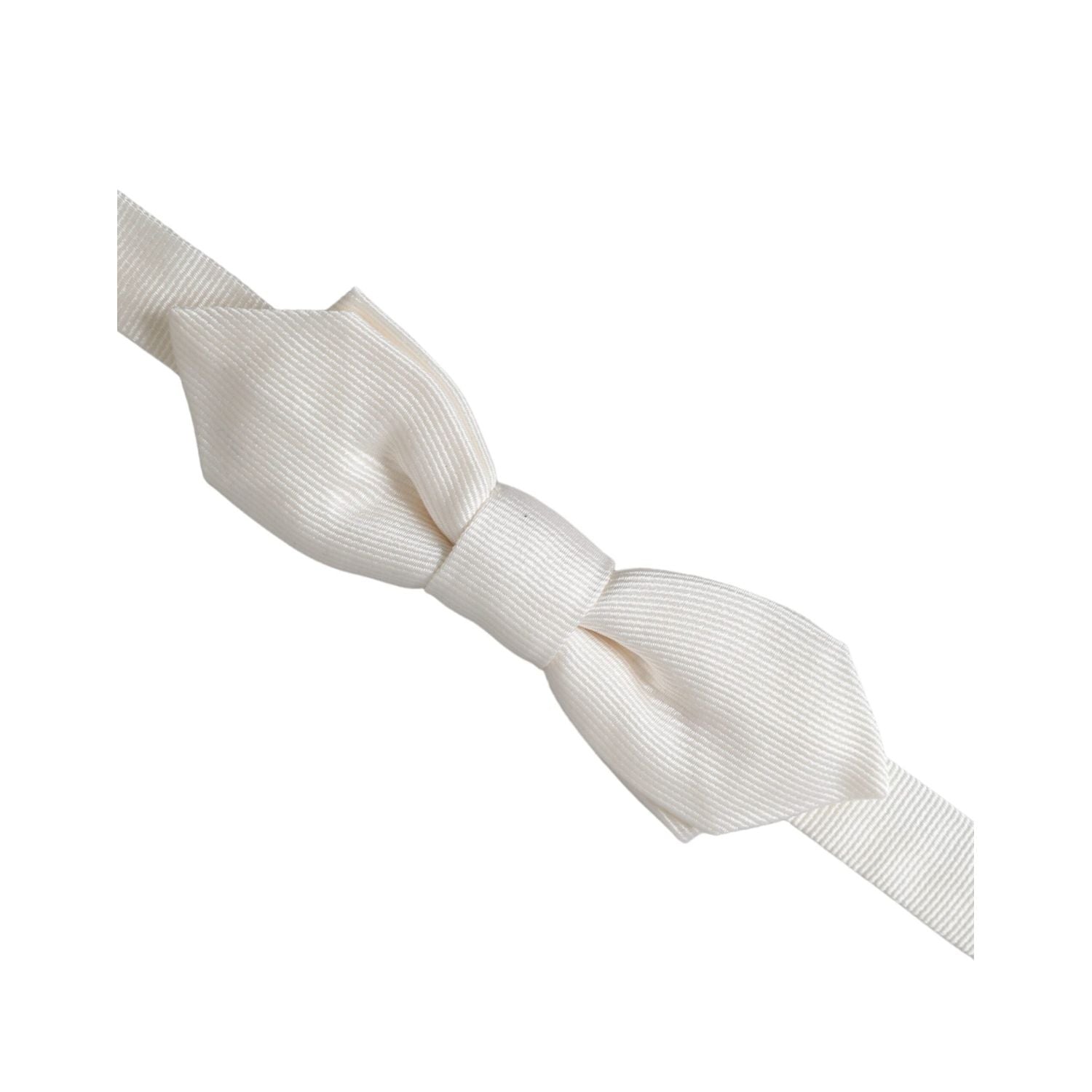 Dolce & Gabbana White Silk Adjustable Neck Men Papillon Bow Tie
