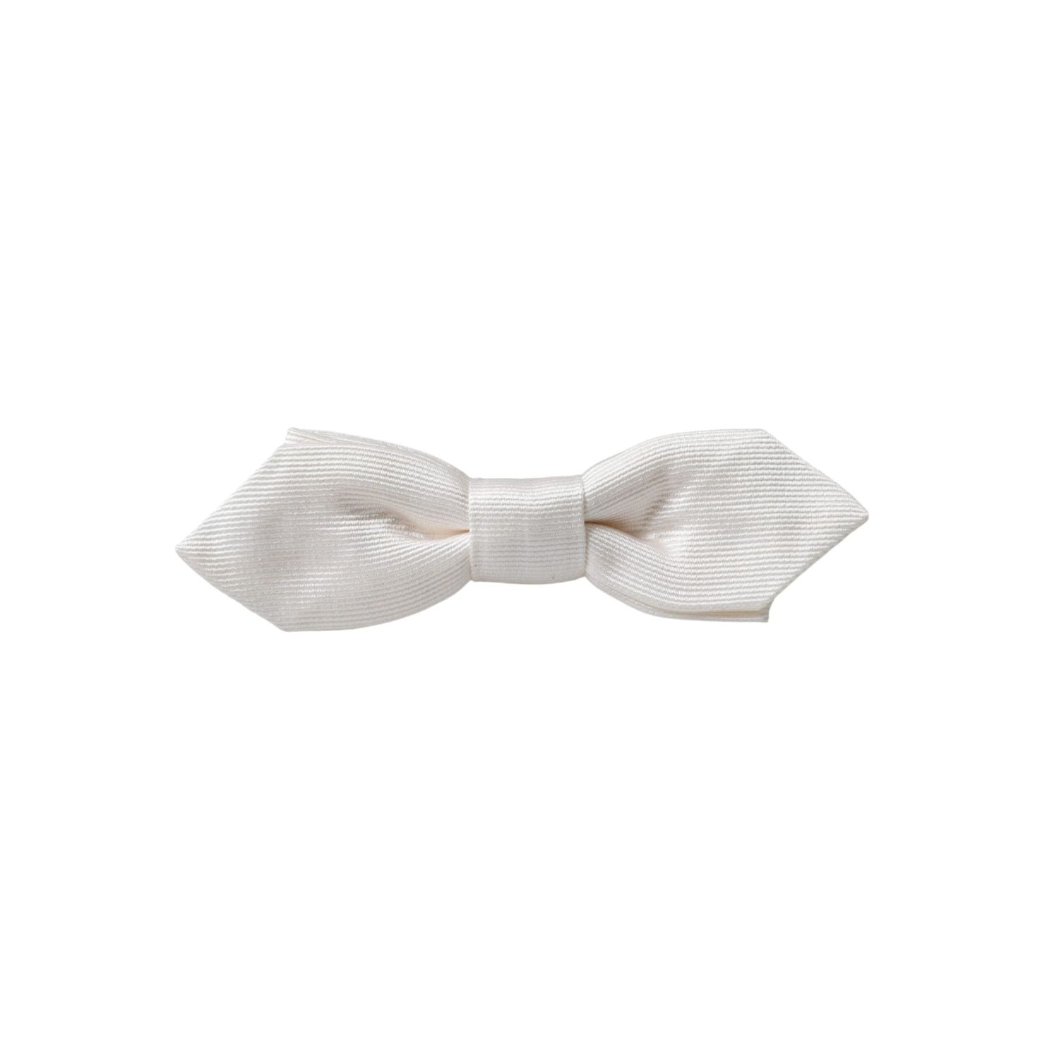 Dolce & Gabbana White Silk Adjustable Neck Men Papillon Bow Tie