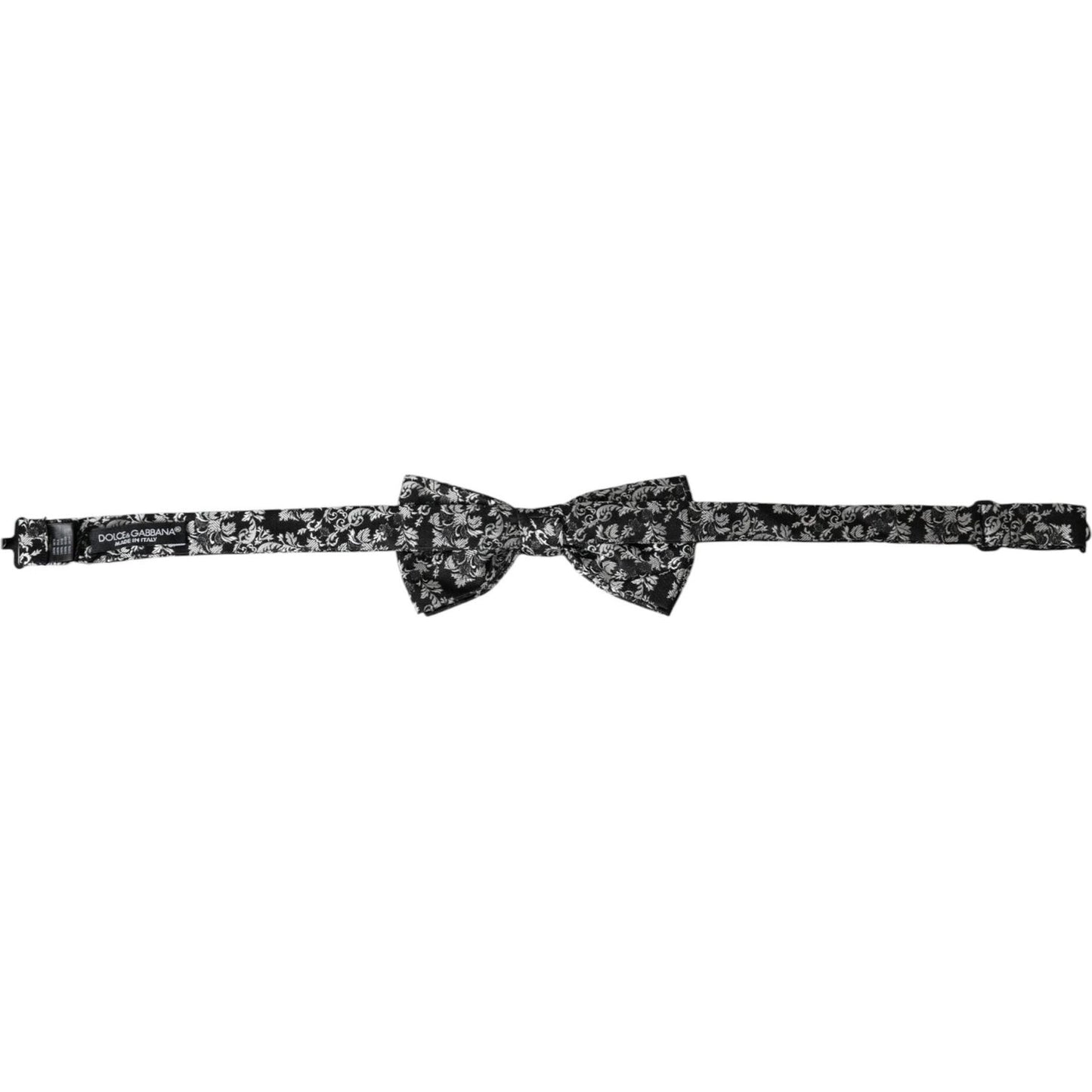 Dolce & Gabbana Black Floral Silk Adjustable Neck Men Bow Tie Dolce & Gabbana