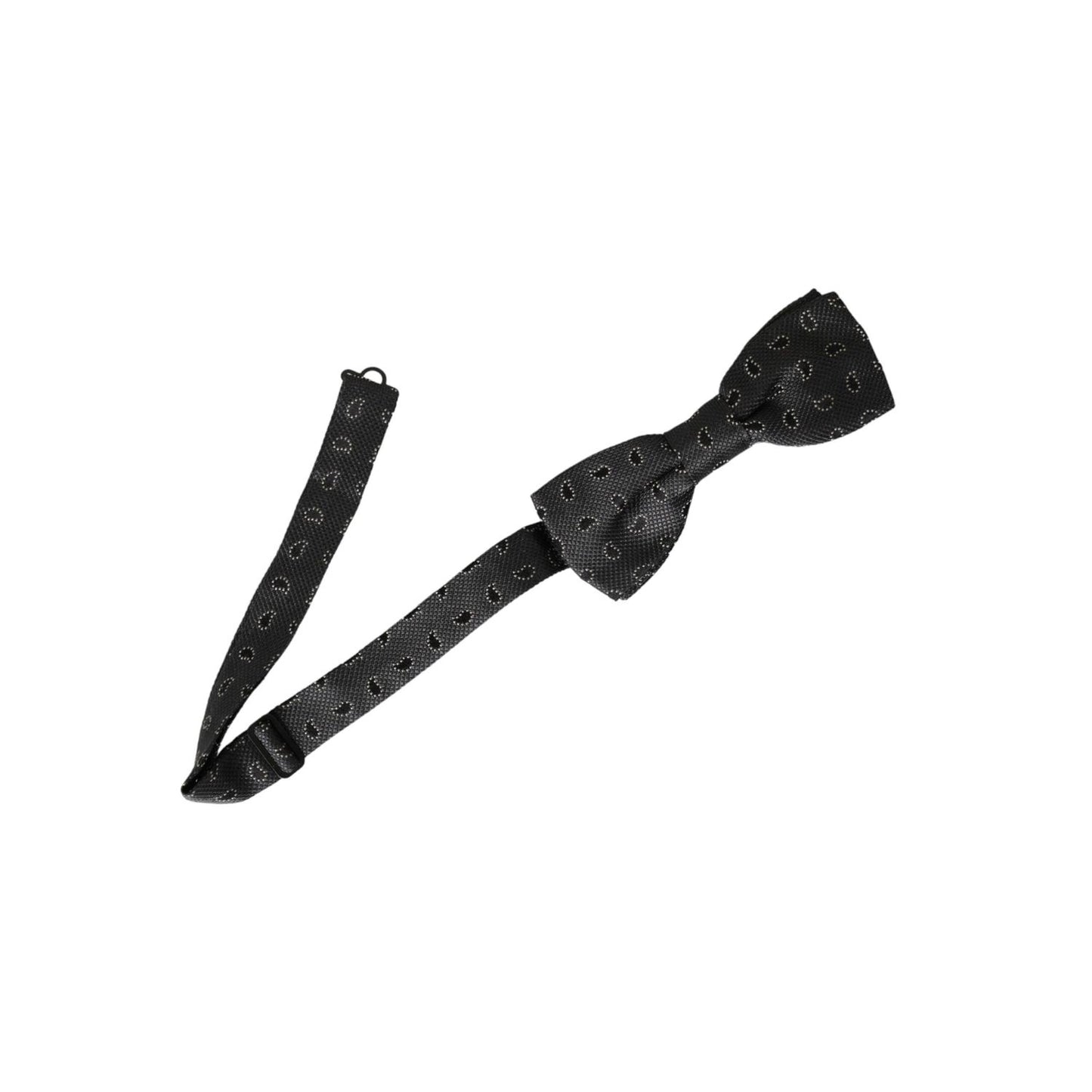 Dolce & Gabbana Dark Gray Silk Patterned Adjustable Neck Men Bow Tie