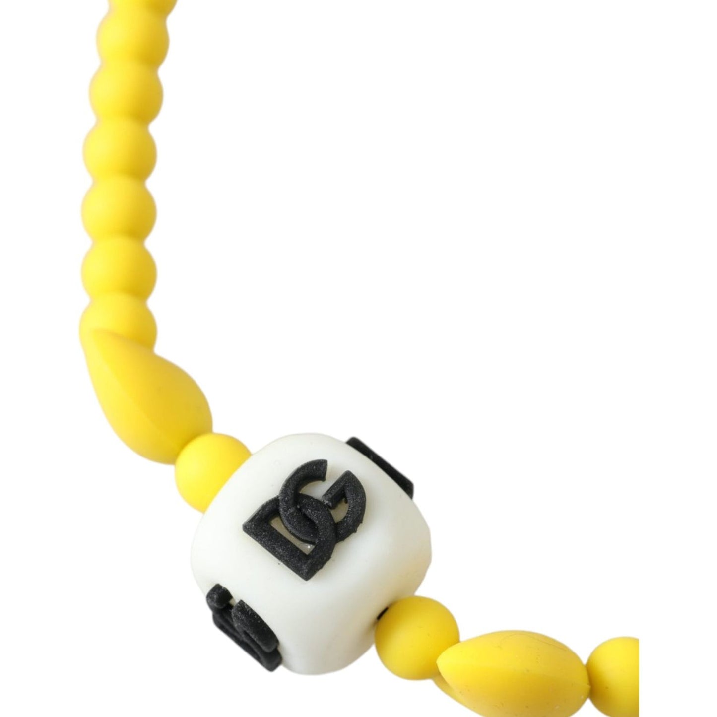 Dolce & Gabbana Yellow Beaded Chain DG Logo Charm Necklace Necklace Dolce & Gabbana