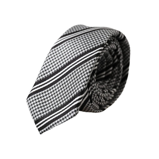 Dolce & Gabbana Black White Stripes Silk Adjustable Tie