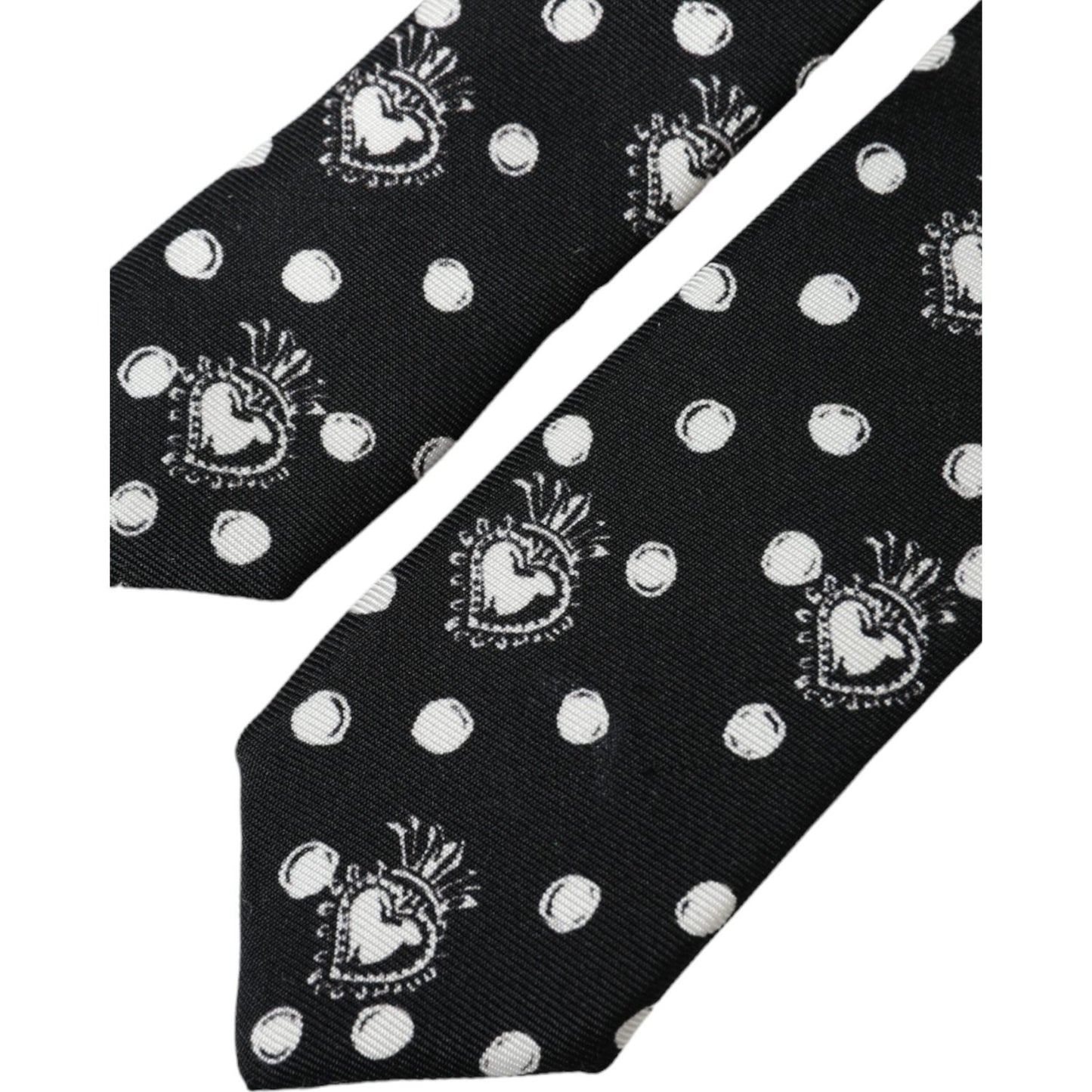 Dolce & Gabbana Black Heart Polka Dot Adjustable Tie Dolce & Gabbana