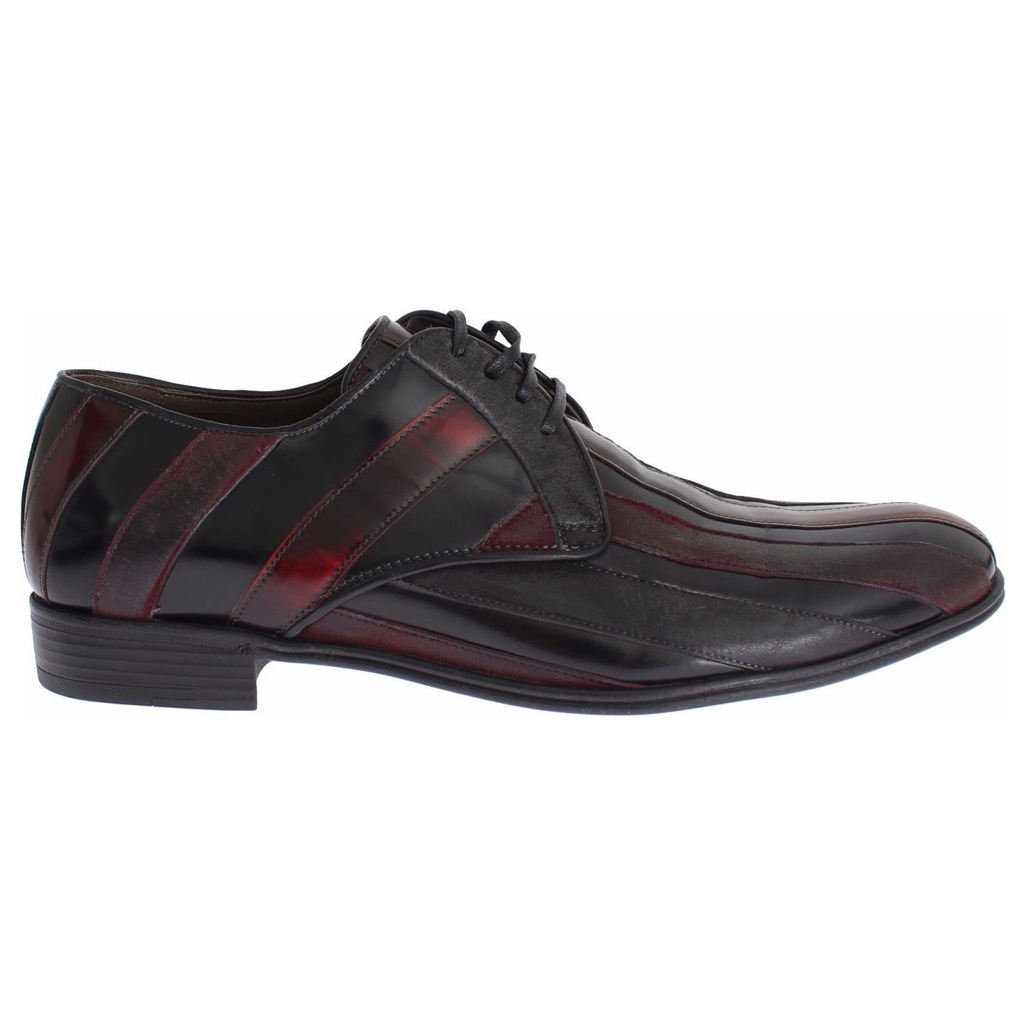 Dolce & Gabbana Elegant Black Bordeaux Striped Leather Dress Shoes Dress Shoes Dolce & Gabbana