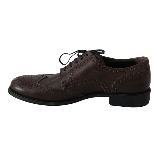 Dolce & Gabbana Brown Leather Brogue Derby Dress Shoes