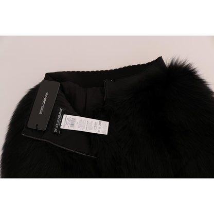 Dolce & Gabbana Black Lamb Fox Fur Mini Hot Pants