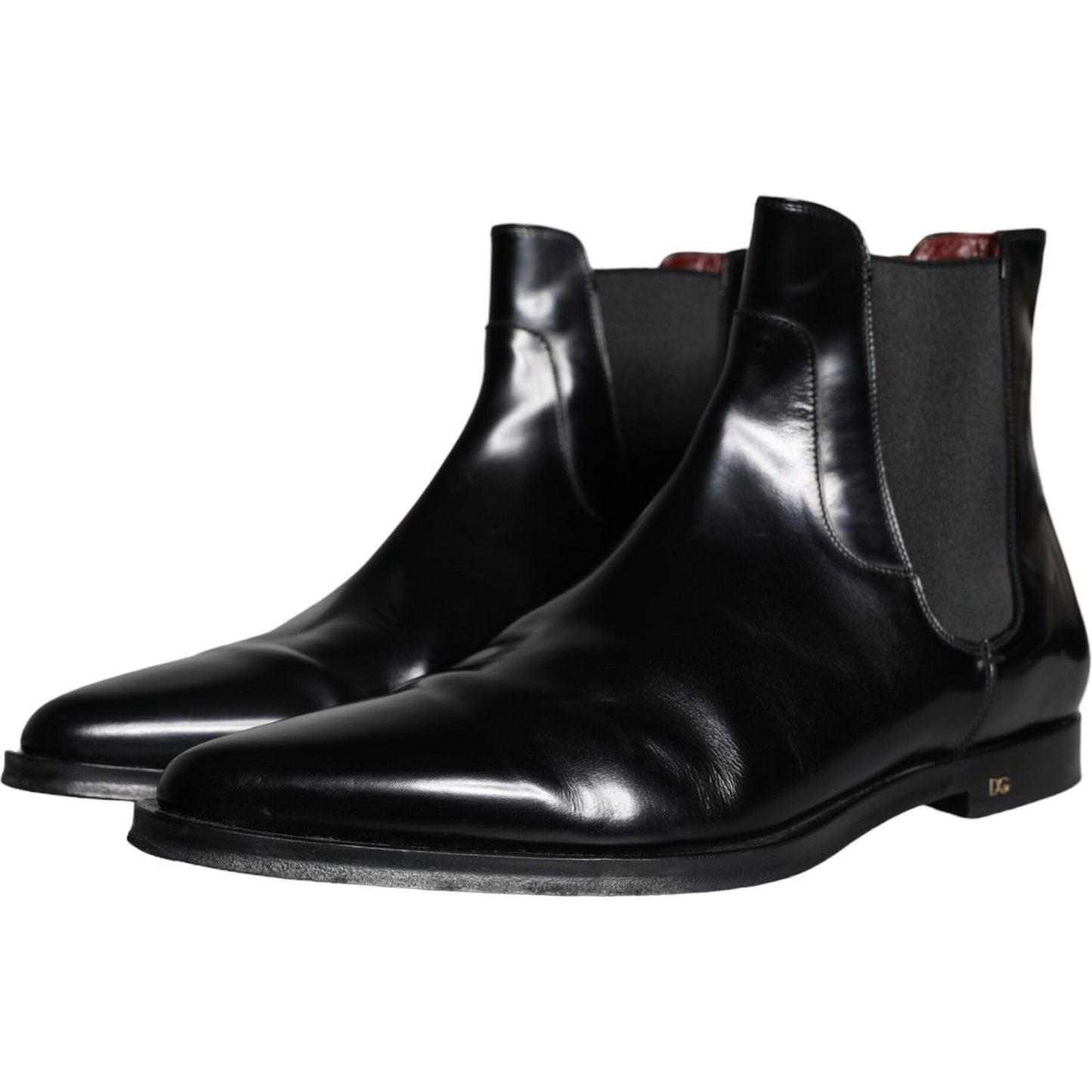 Dolce & Gabbana Black Leather Chelsea Ankle Boots Shoes Dolce & Gabbana