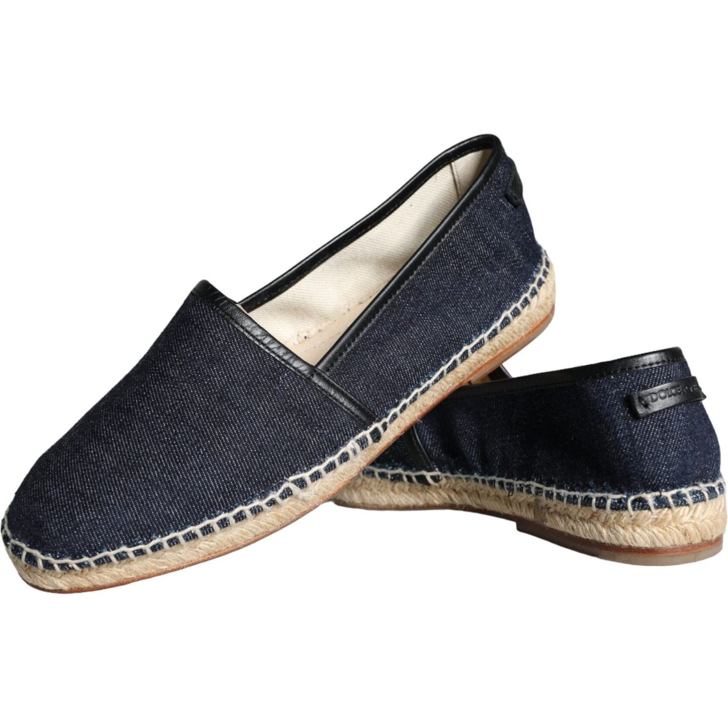 Dolce & Gabbana Blue Denim Cotton Leather Espadrilles Shoes Dolce & Gabbana